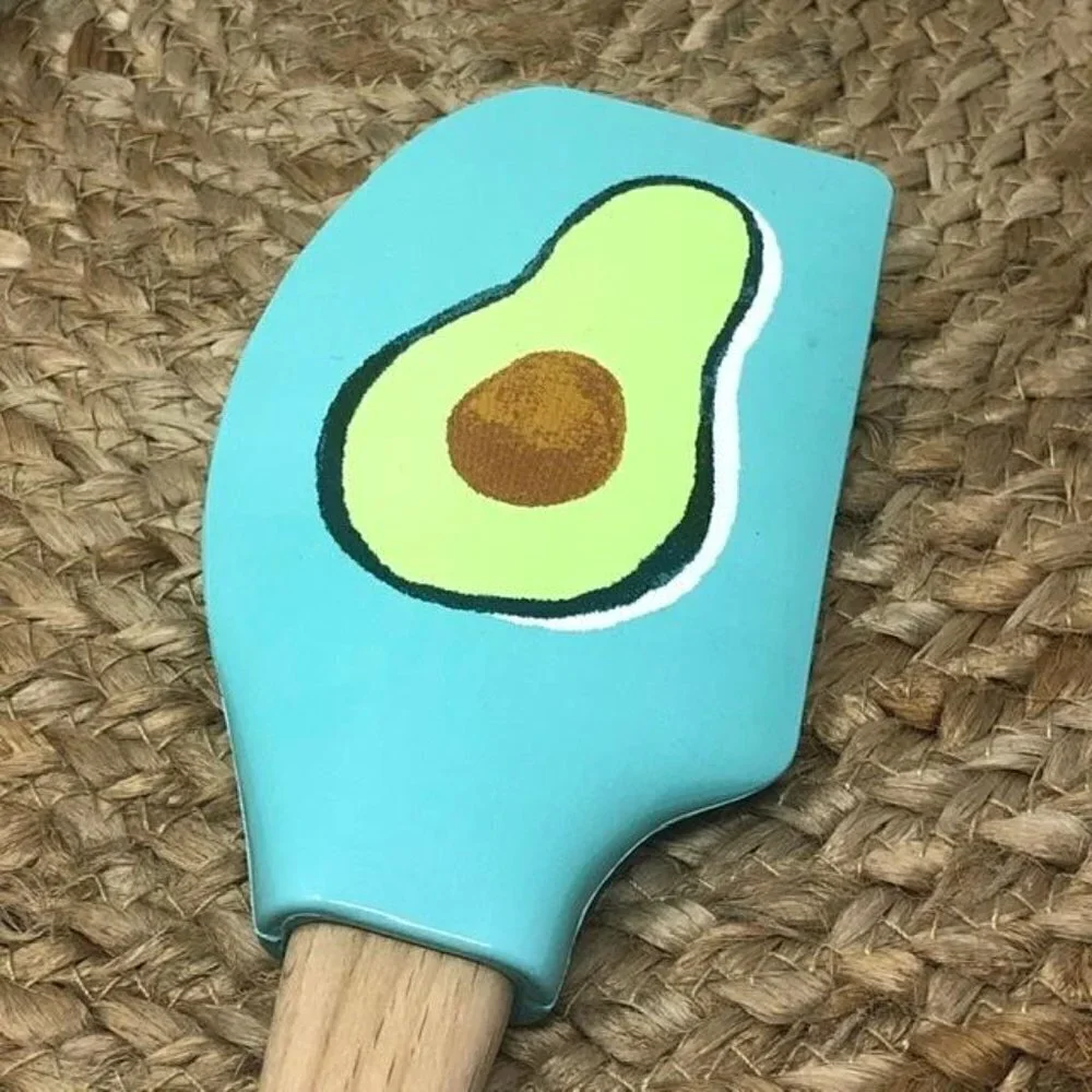 Martha Stewart Avocado Silicone Spatulas Set of 2 NWT Beechwood Handles Utensils